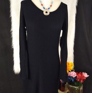 Abound Long Sleeve Ribbed Black Knit Dress Size M